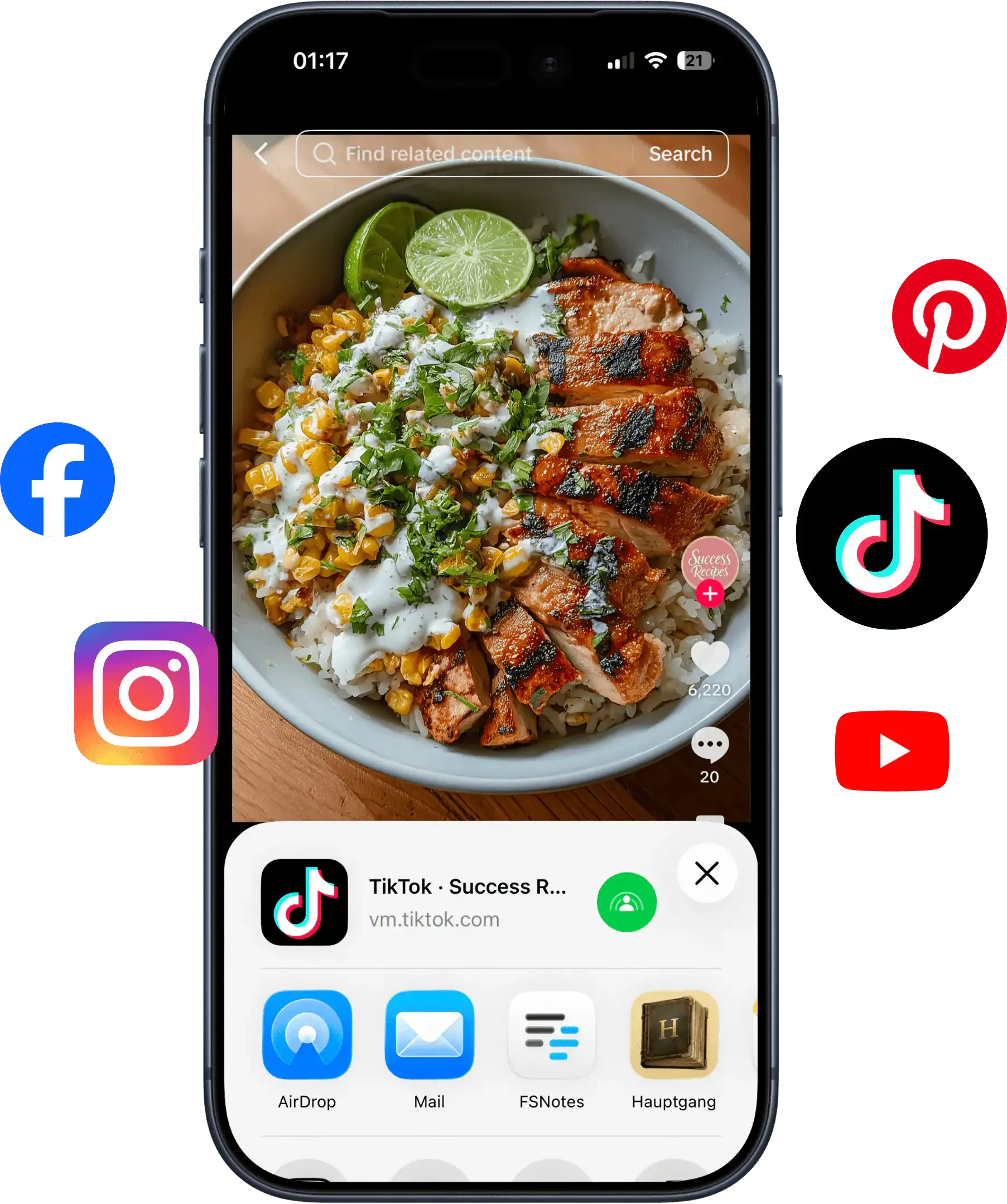 MainCourse importing a recipe from a social media video